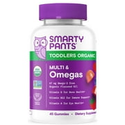 SmartyPants Toddler Organic Multi & Vegetarian Omega 3 Gummy Vitamins with D3, C & B12 - 60ct