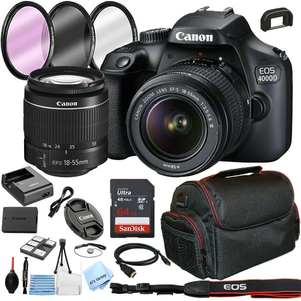 Canon EOS 4000D / Rebel T100 DSLR Camera with 1855mm Lens + Optics