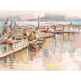thumbnail image 2 of Florio, Luigi 24x19 Black Ornate Wood Framed with Double Matting Museum Art Print Titled - Dolce Venezia, 2 of 4