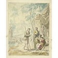 thumbnail image 2 of Elias van Nijmegen 20x24 Black Ornate Framed Double Matted Museum Art Print Titled: Jakob Complains to Laban (1677 - 1755), 2 of 5
