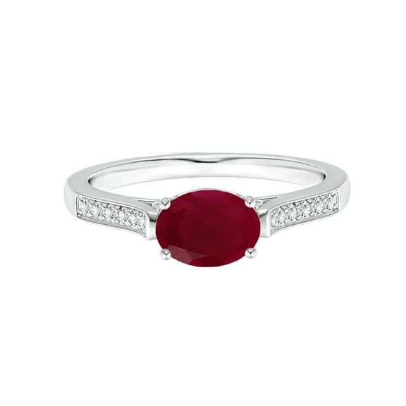 925 Sterling Silver Oval 1.10 Ctw Ruby Gemstone Cluster Women Promise Ring