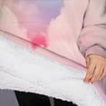 thumbnail image 3 of Oversized Wearable Blanket Hoodie,Pastel Rainbow Clouds Sherpa Blanket Hoodie with Super Pockets,Super Warm Fuzzy Pullover for Women & Men, 3 of 6