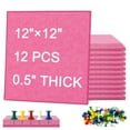 thumbnail image 3 of 12 Packs Felt Board Large Cork Bulletin Board, 48"x36" Cork Board Wall Tiles 1/2" Thick Corkboards for Walls Safe Adhesive Acoustic Panels Soundproof Pin Board with 120 Pushpins, Pink, 3 of 10