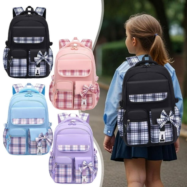 Bonita Mochila para Niñas con Lazo, Ideal para Estudiantes de Primaria y Secundaria.