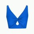 thumbnail image 4 of ORT Bikini Tops for Women Tankini Tops Cropped Knot Twist Cut Out Adjustable Swimsuit Top Beach Bathing Suit Top Only(Dark Blue,L), 4 of 4