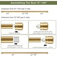 thumbnail image 3 of 1 1/8 Inch Diameter Curtain Rods 72 to 144 Inches(6-12ft), Telescoping Heavy Duty Large Drapery Rod with Adjustable Aluminum Alloy Bracket, Solid End Caps for Windows Patio Decoration, Brushed Nickel, 3 of 14