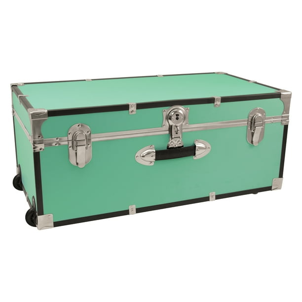 Seward Trunks 25 Gallon Wood Plastic And Metal Trunk With Wheels Lock Teal Com Seward Trunks 25 Gallon Wood Plastic, Metal Storage Chest With Lock