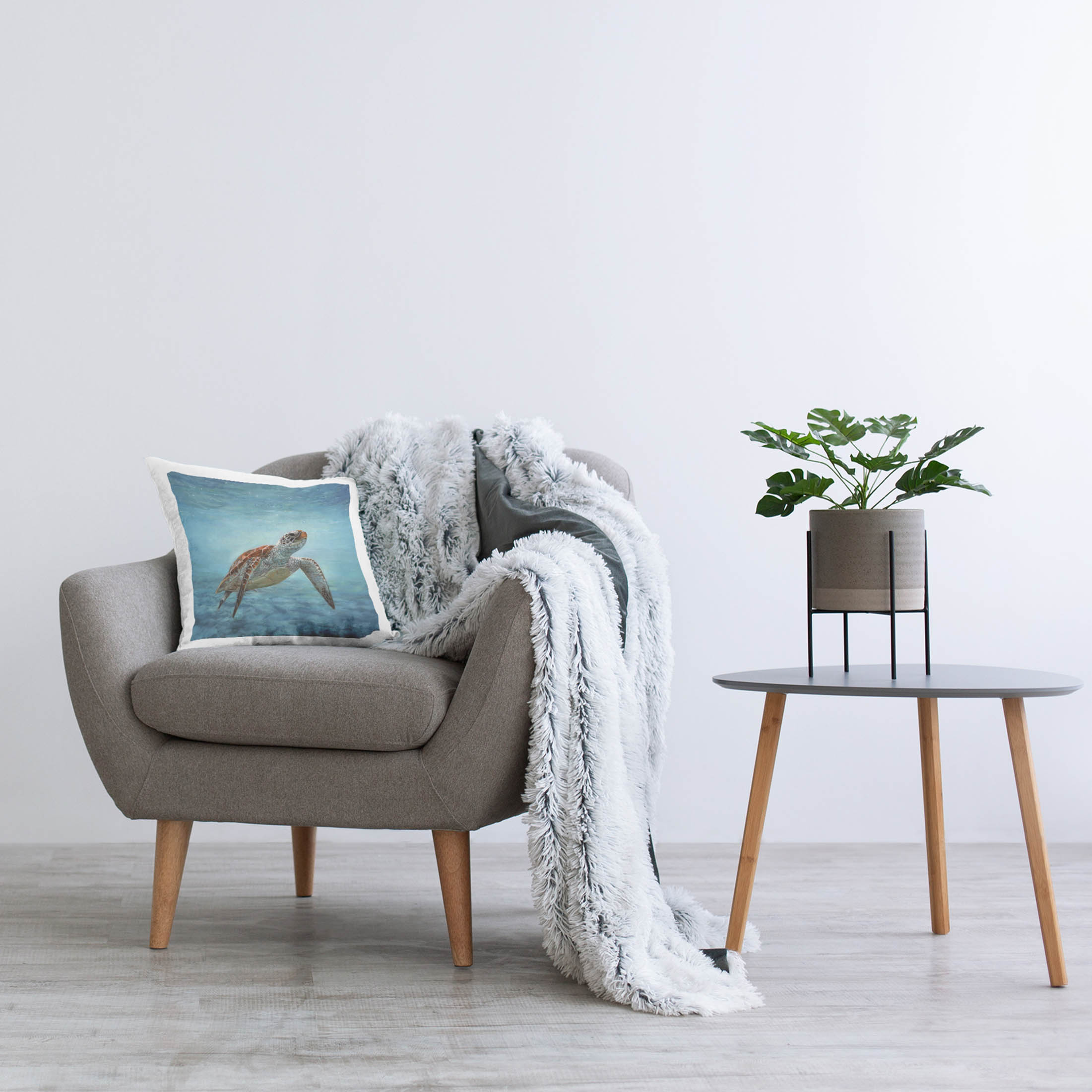 Stupell Industries Underwater Turtle Deep Ocean Printed Throw Pillow Design by Dave Stribbling