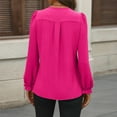 thumbnail image 6 of Scyoekwg Fall Fashion for Women Long Sleeve Tops V-Neck Regular Elegant Shirts Fall Clothes Loose Solid Color Vintage Casual Lightweight Pullover (Hot Pink,L), 6 of 6