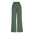 thumbnail image 6 of Womens Linen Pants Wide Leg Palazzo Pant Elastic High Waisted Casual Loose Boho Beach Flowy Trousers with Pockets Army Green S, 6 of 6