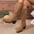 thumbnail image 6 of Women's Knee High Boots Back Zipper Cut-Out Chunky Heel Fall Fashion Tall Boots, 6 of 6