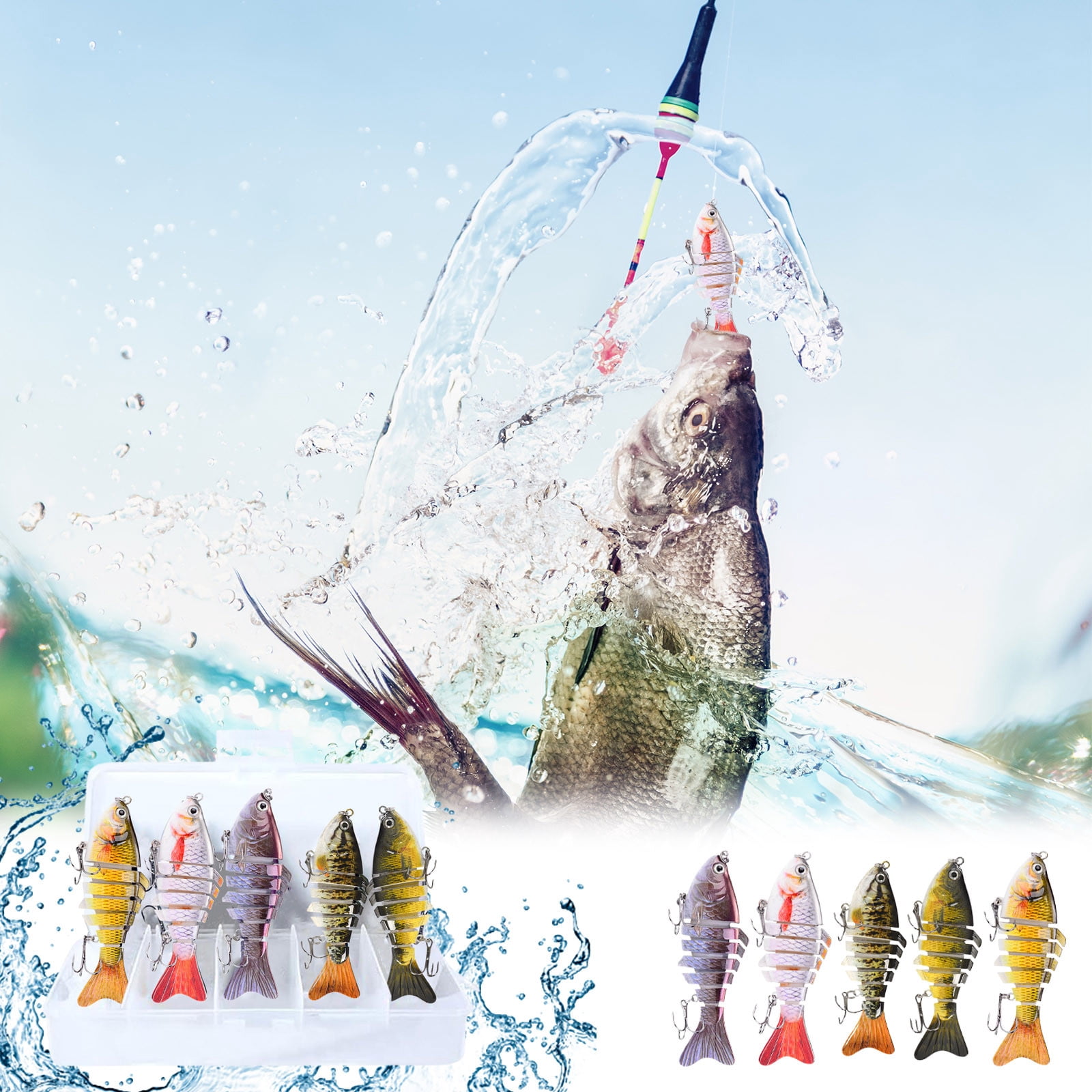2 Set Robotic Fishing Lure, 3D Bionic Swimming Bait for Freshwater & Saltwater, Fishing Gear Attracts Fishing Lures Trout Bass for Beginners