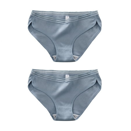 

NLAGER Briefs 2Pcs Women Solid Color Low Waist Elastic Breathable Cotton Underwear Briefs
