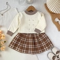 thumbnail image 4 of Mnyotv Back to School Outfits for Girls Fall Clothes Long Sleeve Sweater and Mini Plaid Skirts Size 6-7Years, 4 of 6