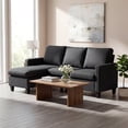 thumbnail image 2 of HOMCOM Canapé Sectionnel avec Ottoman, Gris Foncé, Tissu en Lin et Design Réversible, 2 of 10
