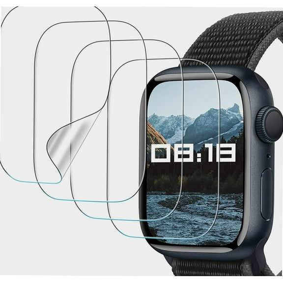 Watch Screen Protector Compatible for Apple Watch Series 7 45mm Soft TPU Full Cover, HD Clear, Smooth Touch, Anti-Fingerprint, Shock Proof and drop protection iwatch film - 4 Packs