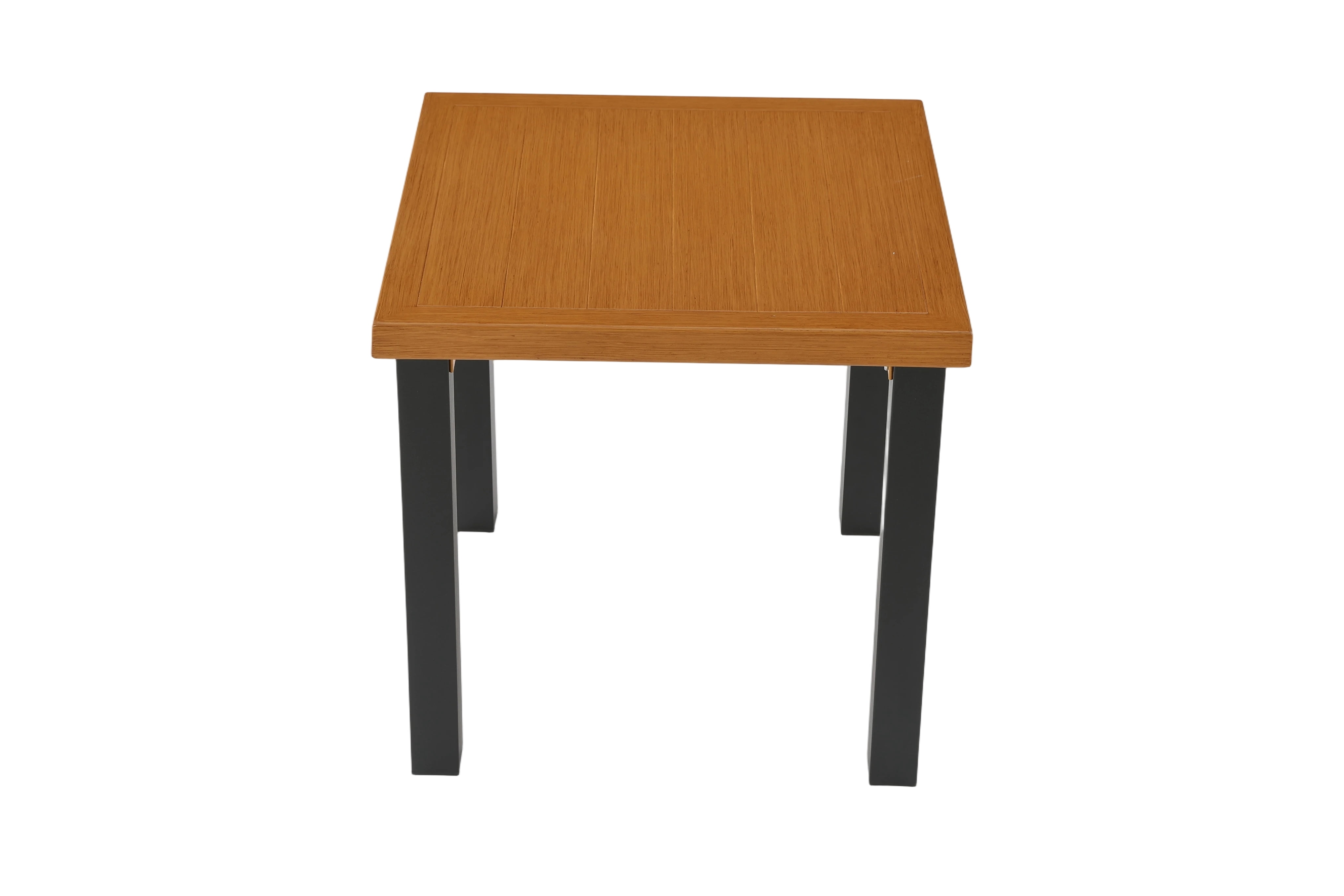 Fnova Outdoor Square Side Table, Patio Accent Table with Tempered Glass Top, Sturdy Metal Frame, Small End Table for Patio Balcony Garden Poolside
