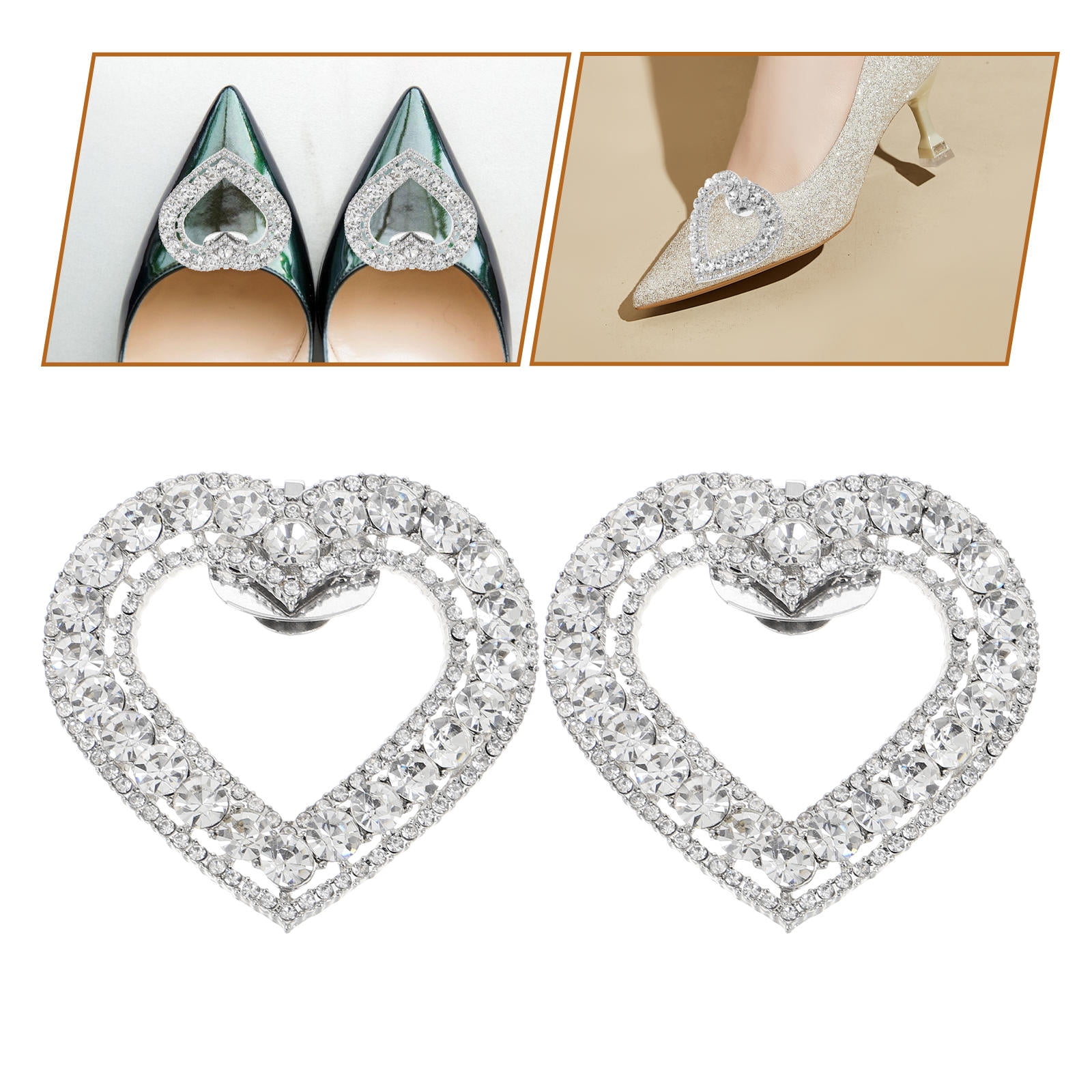 Masteelf 5 Pairs  Heart Shoe Clips Detachable Shoe Buckle Clips Wedding Shoe Crystal Decoration Charms Women Rhinestone Shoe Accessories For Diy Accessories