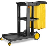 WEN Janitorial Cart with 3 Shelves and 25-Gallon Vinyl Bag