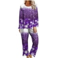 thumbnail image 2 of Censtreet Women's Christmas Pajamas Set,Printed Long Sleeve Nightwear Set,Snug-Fit Sleepwear Set, 2 of 6