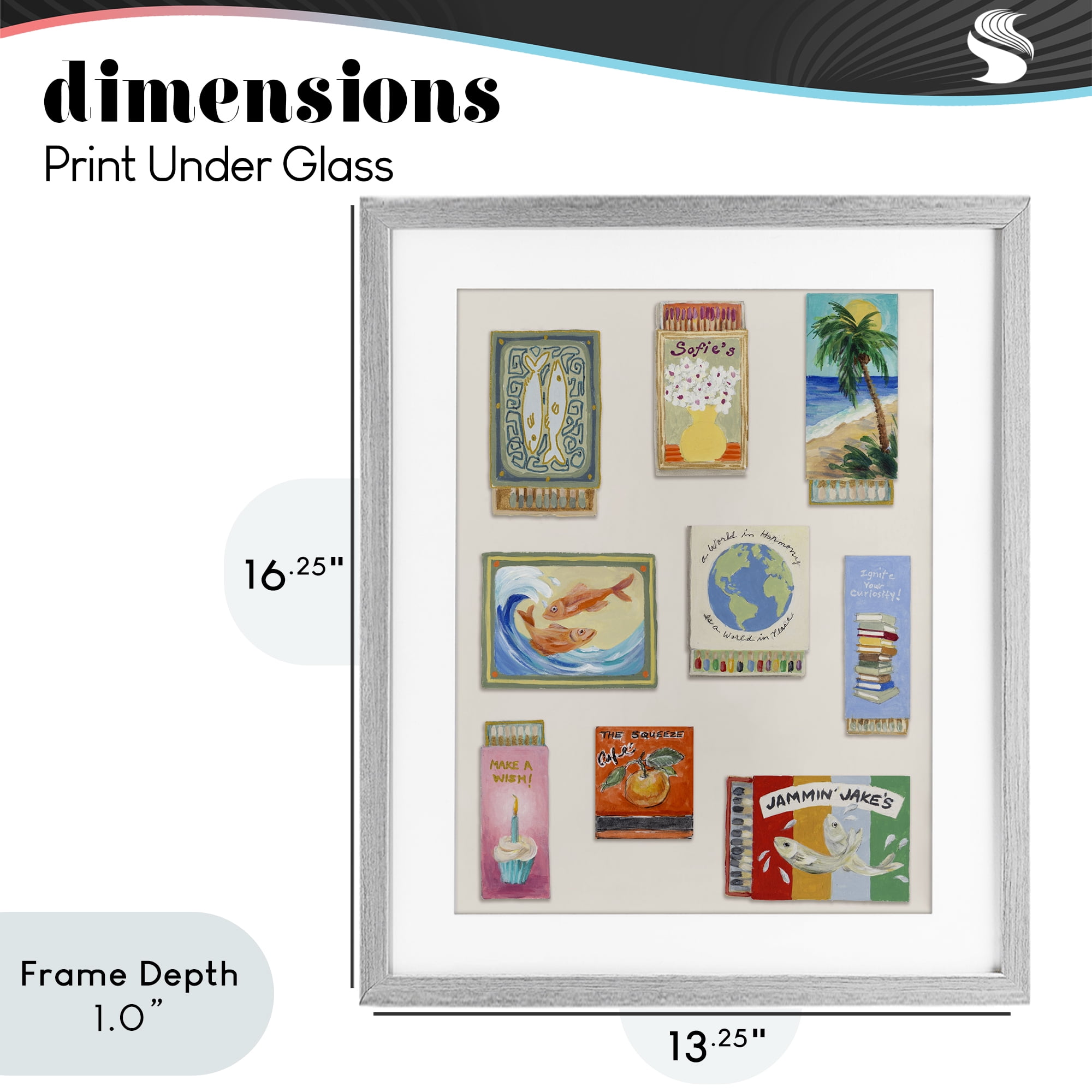 Stupell Industries World Matchbox Collection Gray Framed Print Under Glass, design by Lanie Loreth