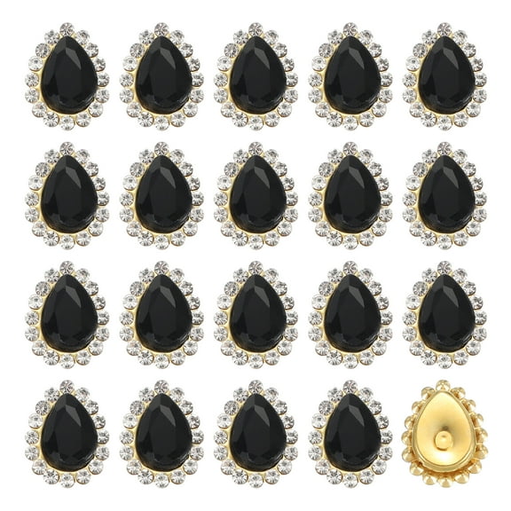 Uxcell 30pcs Sew on Rhinestone 10x14mm Tear Drop Crystal Rhinestone, Black