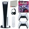 Sony Playstation 5 Disc Version (Sony PS5 Disc) with White Extra Controller, Headset, Media Remote, Marvel’s Guardians of the Galaxy and Microfiber Cleaning Cloth Bundle