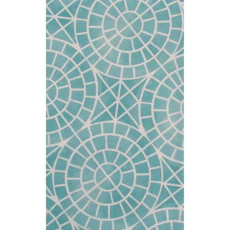 

Mosaic Water Ringlets Pattern Vinyl Flannel Back Tablecloth (52 X 70 Oblong) Aqua Blue