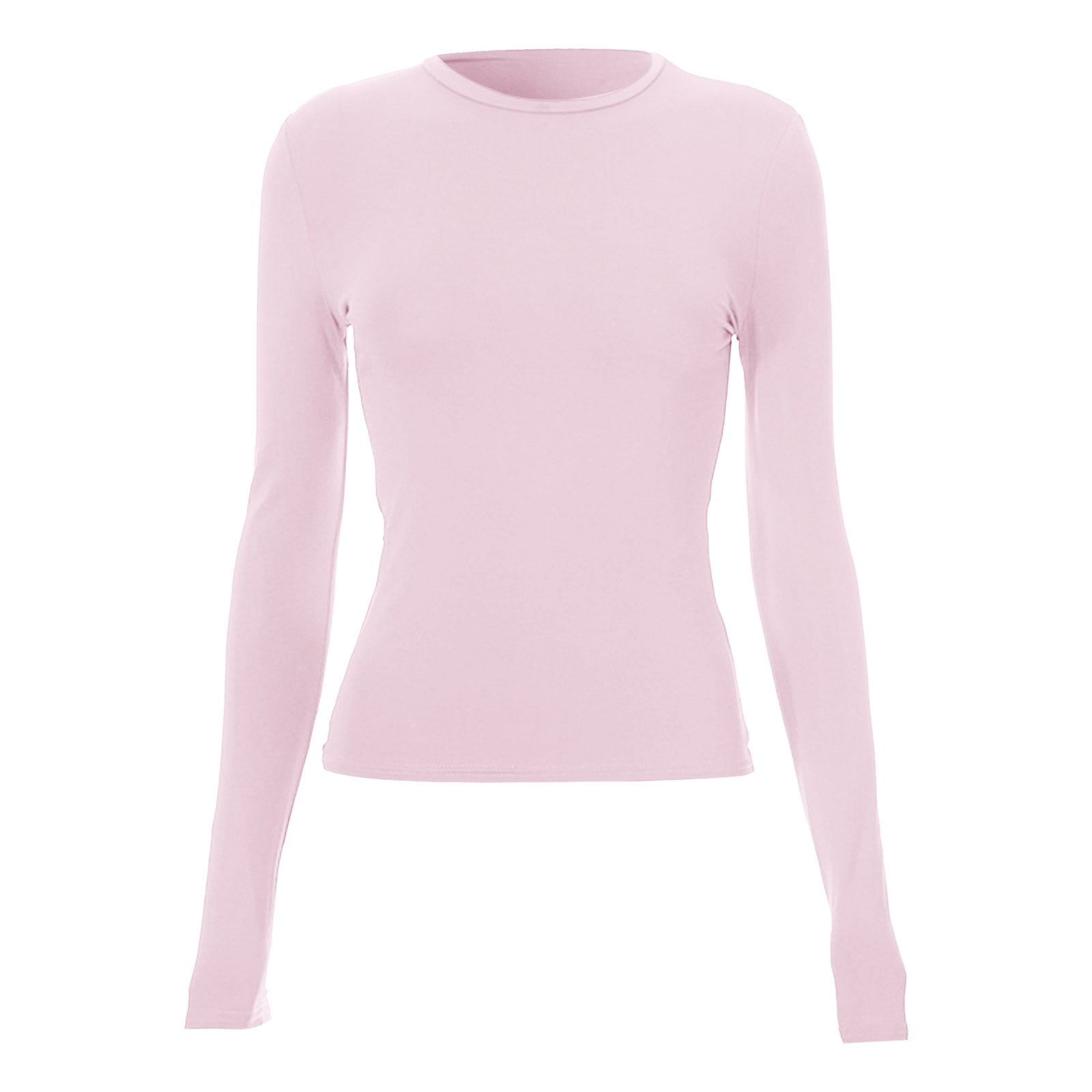 RWJDXD Pink Long Sleeve T-shirt Women 2024 Summer Cute White Crop