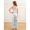 thumbnail image 6 of Raenseen Kids Girls Shiny Sequins Jazz Latin Dance Jumpsuit Sleeveless High Waist Pageant Romper Long Pants Silver 12, 6 of 7