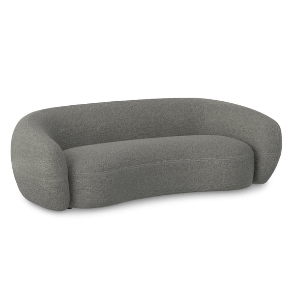 Simpli Home Sherri 89 inch Wide Contemporary Sofa in Stone Grey Boucle Performance Fabric