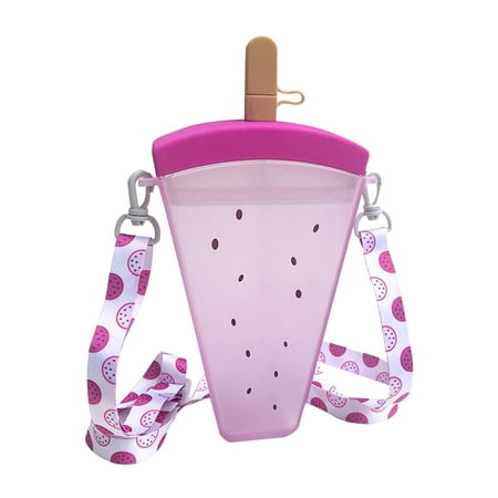 

Wefuesd water bottlesCute Watermelon Straw Water Bottle Ice Cream Popsicle Cup With Shoulder Strap blender bottles