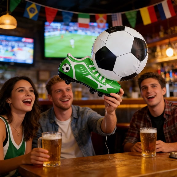 Soccer Theme Inflatable Balloons with Football and Cleat Designs, Large Party Decorations for Sports Events and Celebrations, Reusable Photo Props for Game Day and Team Parties