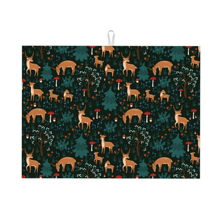 

Coaee Deers In The Forest for Kitchen Drying Mat Dish Drying Mats for Kitchen Counter Foldable Water-Absorbent Suitable for Draining Racks