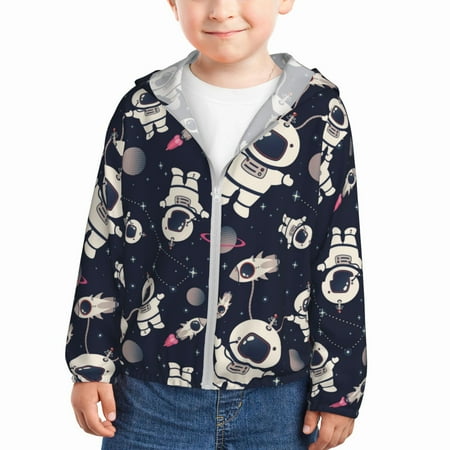 

Sun Hoodie for Kids Cartoon Spaceship Long Sleeve Swim Fishing Shirts Sun Protection Zip Up Jacket Clothing Athletic Hoodie
