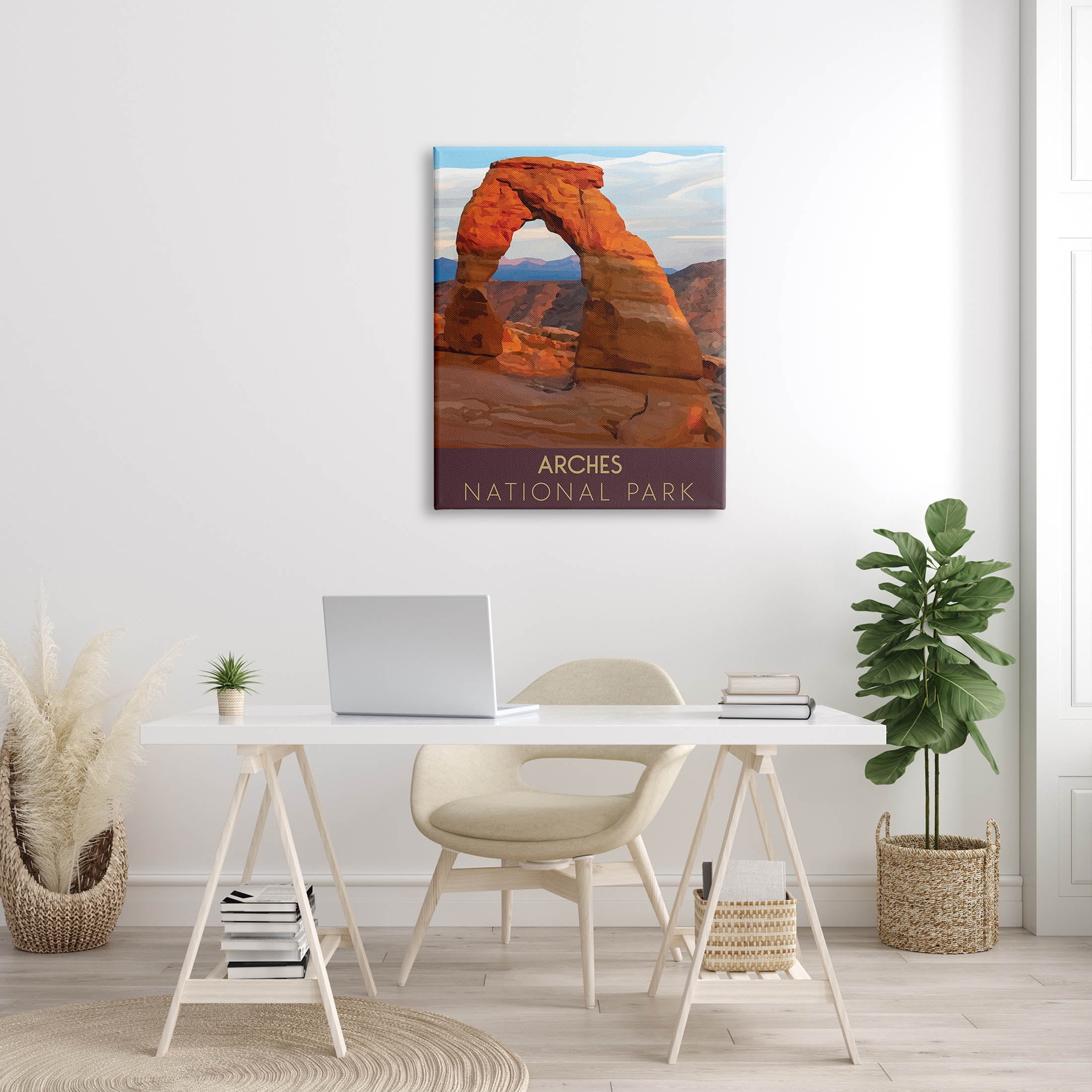 Arches National Park Desert Canyon Landscape Graphic Art Gallery Wrapped Canvas Print Wall Art