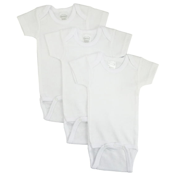 Bambini White Short Sleeve Bodysuits, 3pk (Baby Boys Or Baby Girls, Unisex)