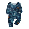 thumbnail image 2 of Halloween Pajamas, Navy Blue Matching Family Pajamas Pumpkin Front Long Sleeve 2 Piece Pajama Set Comfort Sleepwear Nightwear Loungewear Classic Casual Family Wear, 2 of 4