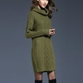 thumbnail image 5 of Blczomt Plain Winter Dresses for Women Green Mini Long Sleeve Sweater Dress Casual Knit Turtleneck Dresses, 5 of 5
