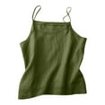 thumbnail image 3 of LangJing Womens Cotton Linen Camisole Tank Tops Lace Patchwork Spaghetti Straps Shirts Summer Casual Loose Comfy Solid Blouse Green,L, 3 of 6