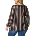 thumbnail image 3 of Unique Bargains Women's Plus Stripe Round Neck Elastic Cuff Long Sleeve Tops 2X Multicolor B, 3 of 6