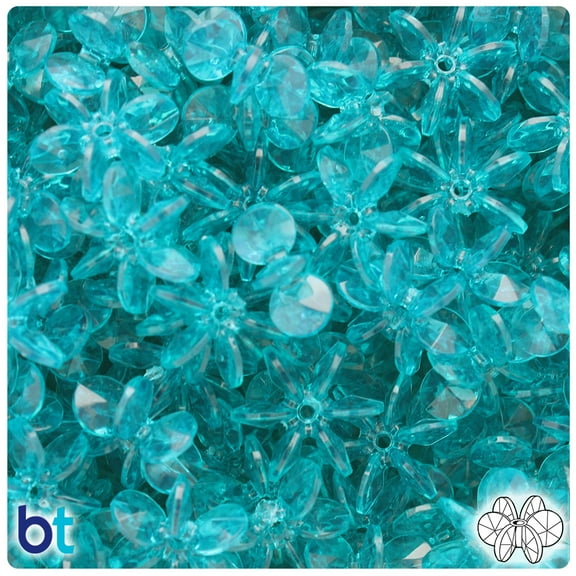 BeadTin Teal Transparent 18mm SunBurst Craft Beads (135pcs)
