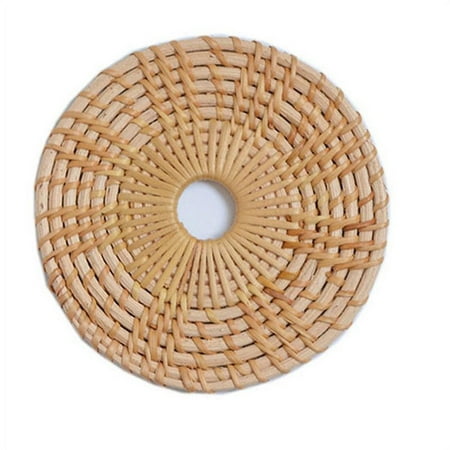 

Hazel Tech---Natural Handmade Woven Bamboo Rattan Coasters Neutral Minimalist Wicker Coasters