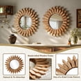 thumbnail image 3 of Easy4Home 20" Rustic Wood Mirror Wall Decoration Hanging Round Mirror,Light Brown, 3 of 7