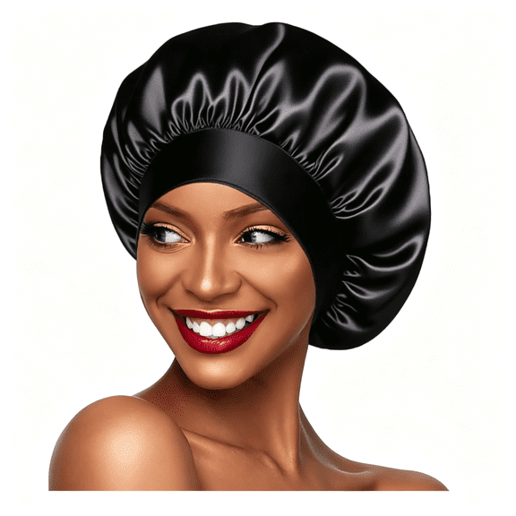 OQRKI Silk Bonnet for Women Hair Bonnet for Sleeping Silk Black Bonnet