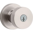thumbnail image 1 of Kwikset Pismo Entry Door Knob with Lock and Key, Secure Keyed Handle Exterior, Front Entrance and Bedroom, Satin Nickel, Pick Resistant SmartKey Rekey Security and Microban, 1 of 4