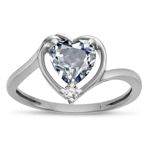 Star K � Heart Genuine Aquamarine Bypass Love Knot Promise Ring