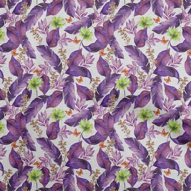 oneOone Tissu Popeline de Coton Violet Matériel de Couture Tropical Tissu Imprimé au Mètre 42 Pouces de Large