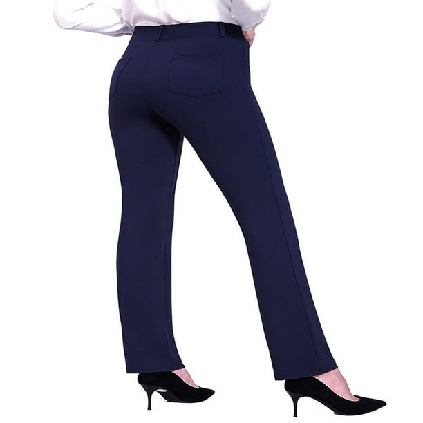 Yoga Pants for Women Stretchy Work Business Slacks Dress Pants Casual Straight Leg Trousers with Pockets Walmart