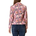 thumbnail image 3 of INSPIRE CHIC Women's Fitted Blazer Notch Lapel Printed Open Front Work Suit Jacket S Rose-Floral, 3 of 7